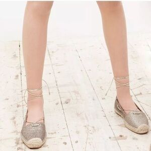 Zara lace up sparkle espadrille flats - Size 37